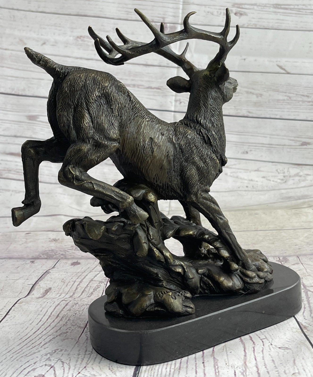 Bugatti Hot Cast Stag Buck Deer Cabin Lodge Decor Bronze Sculpture Figurine Sale