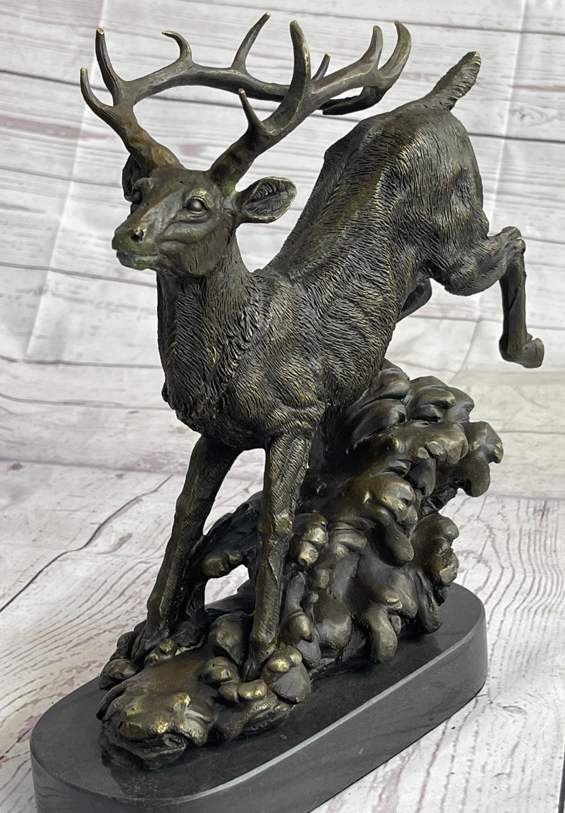 Bugatti Hot Cast Stag Buck Deer Cabin Lodge Decor Bronze Sculpture Figurine Sale