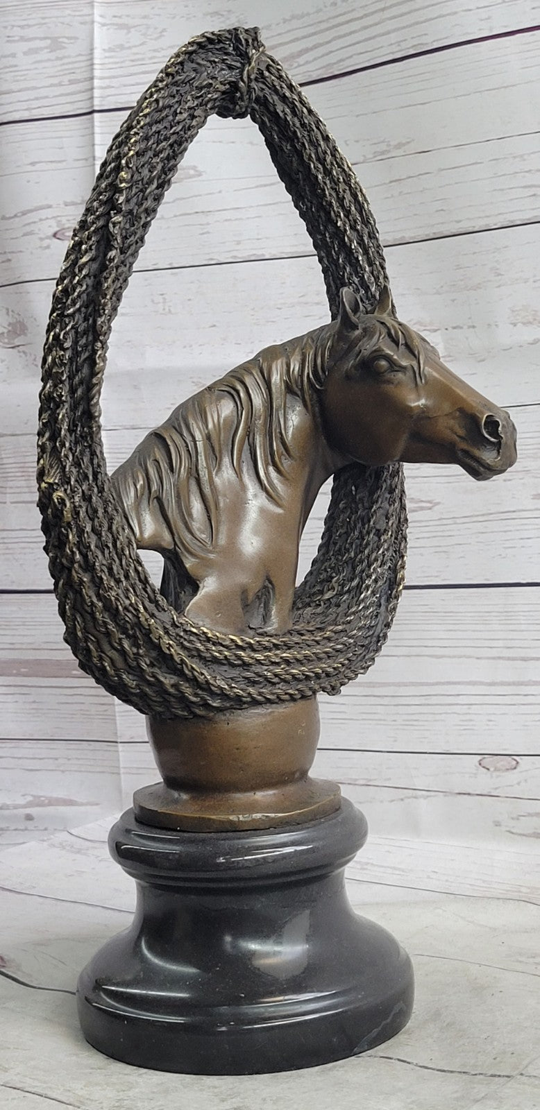 Handcrafted bronze sculpture SALE Base Marble Bust Lover Horse Trophy Deco Art