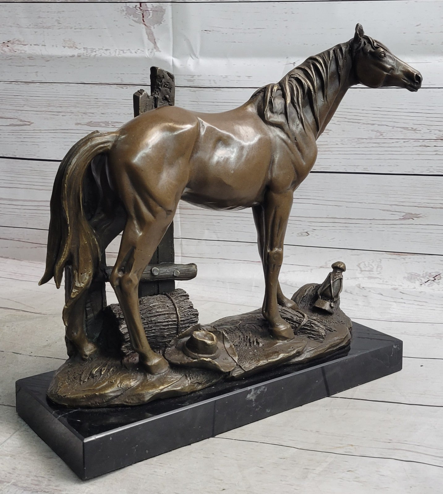 Art Deco Western Art Work Horse Bronze Sculpture Farm Cabin Decoration Figurine