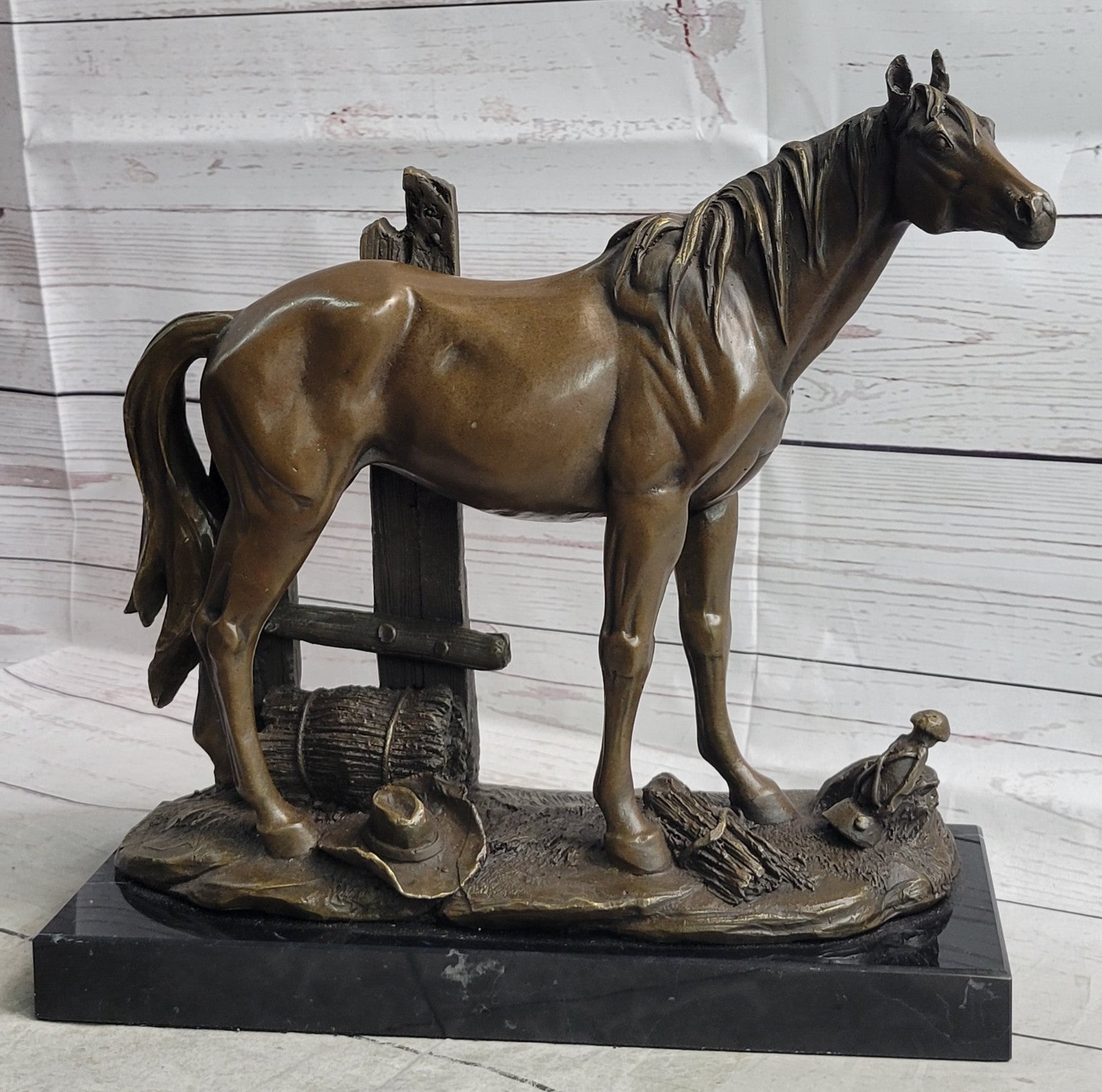 Art Deco Western Art Work Horse Bronze Sculpture Farm Cabin Decoration Figurine