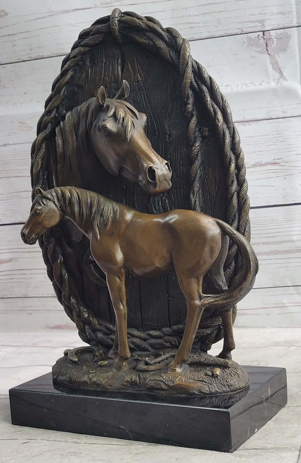 Bust Trophy Horse Bronze And Figure Art Superb Handcrafted Sculpture Hot Cast T