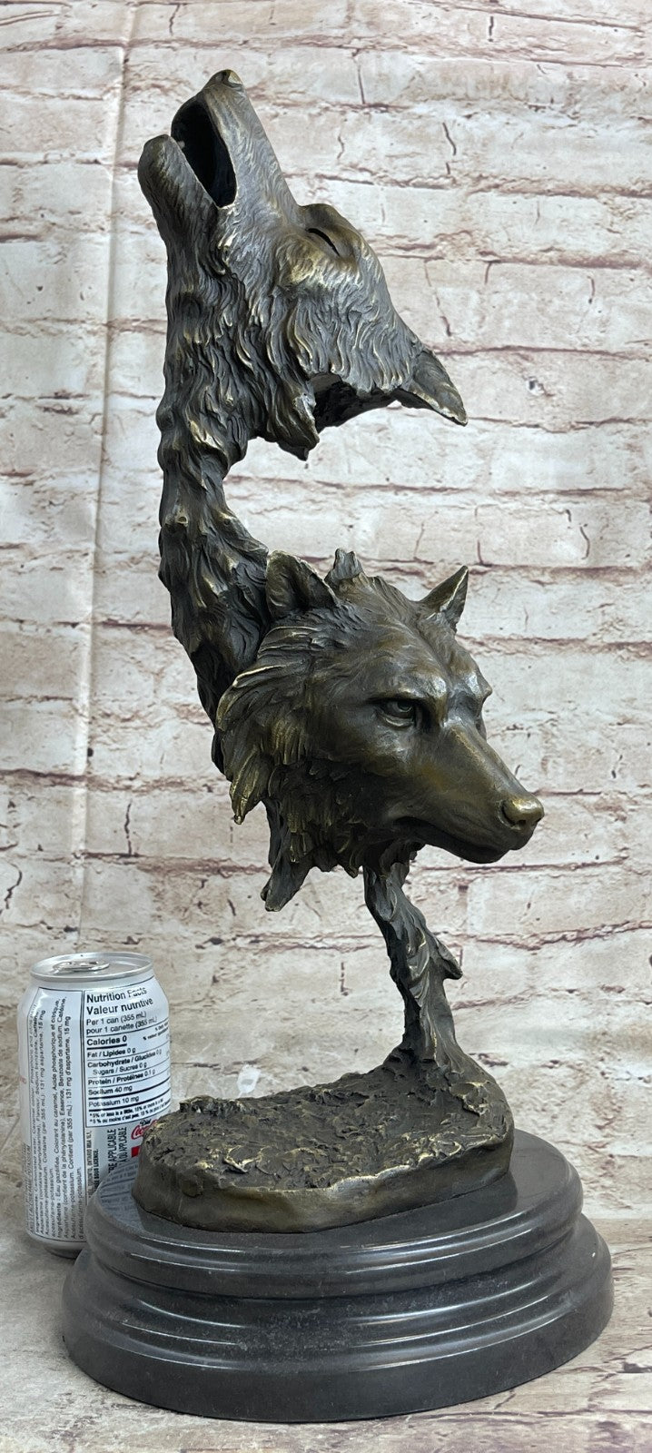 Bronze Sculpture Art Deco Howling Wolf Wolves Hot Cast Quality Figurine Gift NR