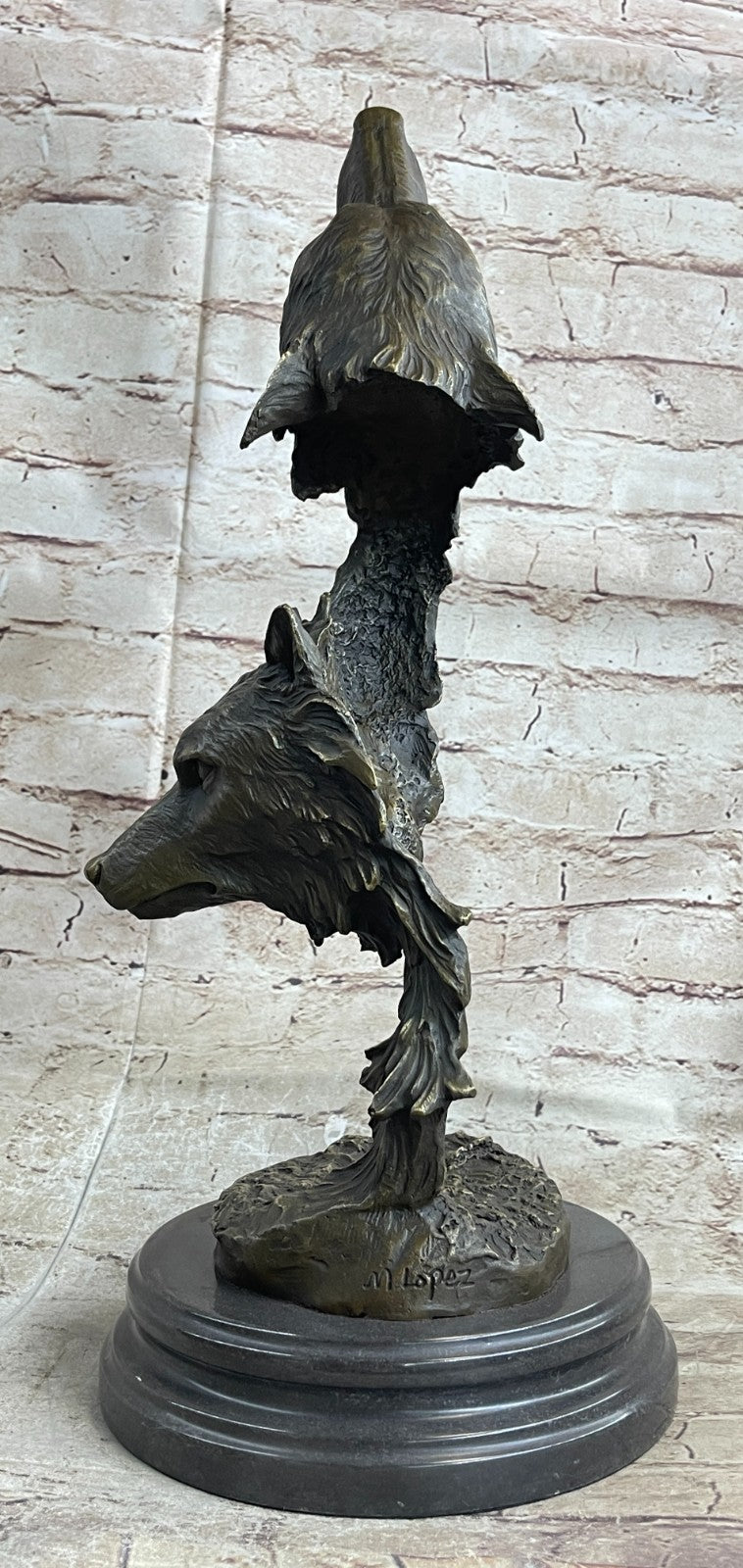 Bronze Sculpture Art Deco Howling Wolf Wolves Hot Cast Quality Figurine Gift NR