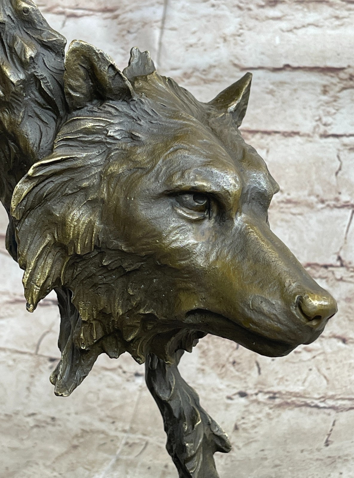 Bronze Sculpture Art Deco Howling Wolf Wolves Hot Cast Quality Figurine Gift NR