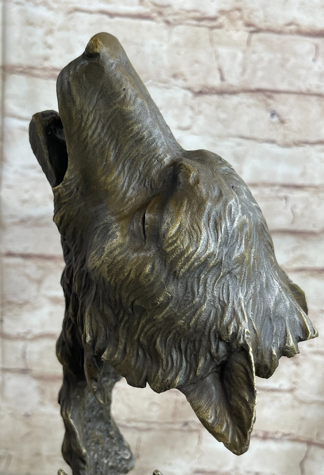 Bronze Sculpture Art Deco Howling Wolf Wolves Hot Cast Quality Figurine Gift NR