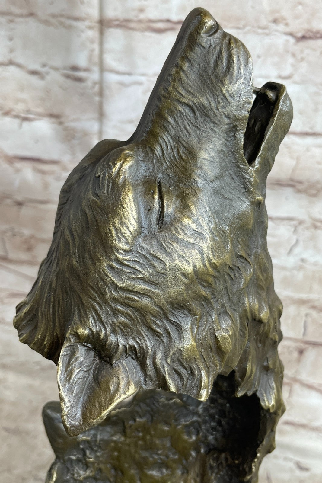 Bronze Sculpture Art Deco Howling Wolf Wolves Hot Cast Quality Figurine Gift NR