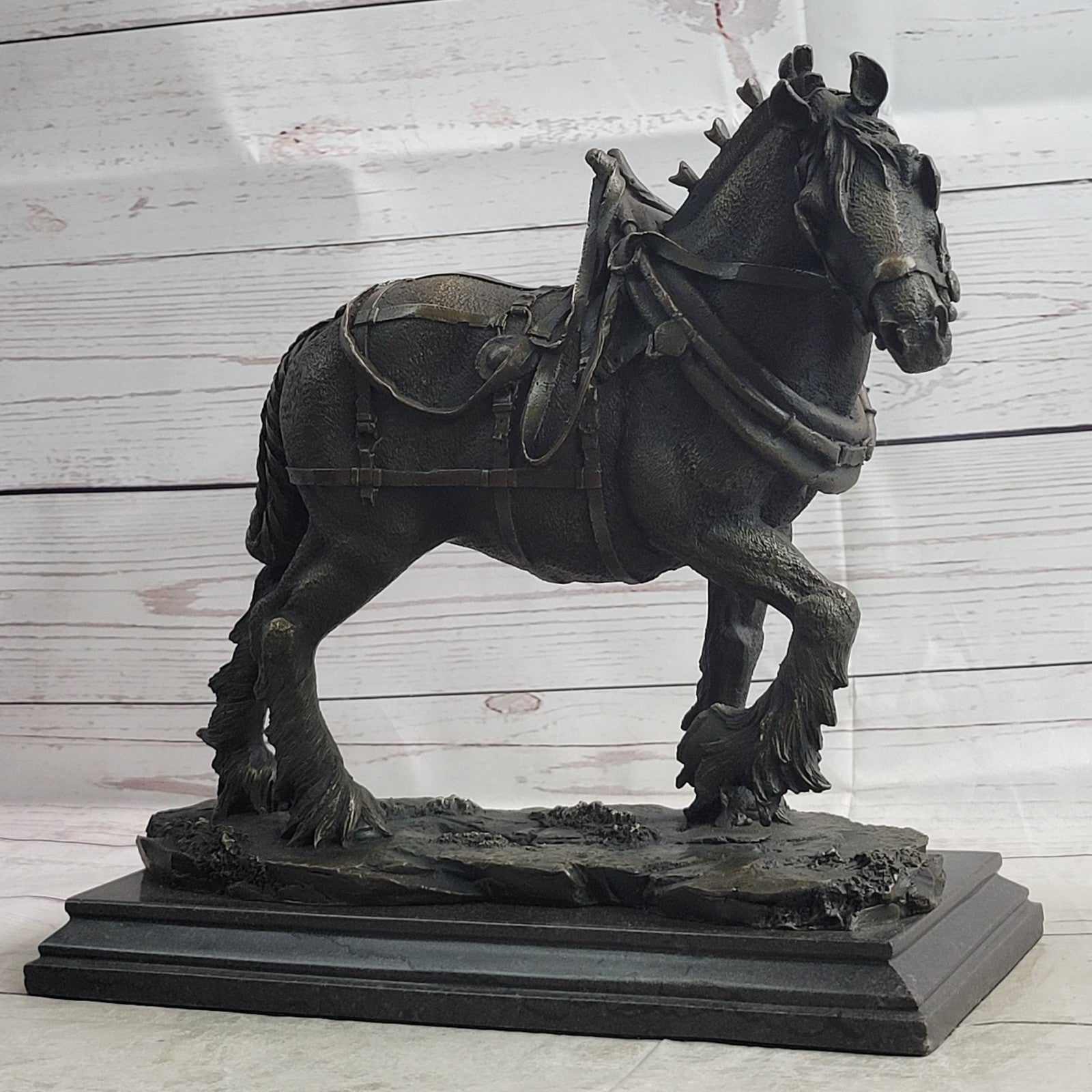 Hot Cast Genuine Solid Bronze Monumental Clydesdale Horse Home Decoration