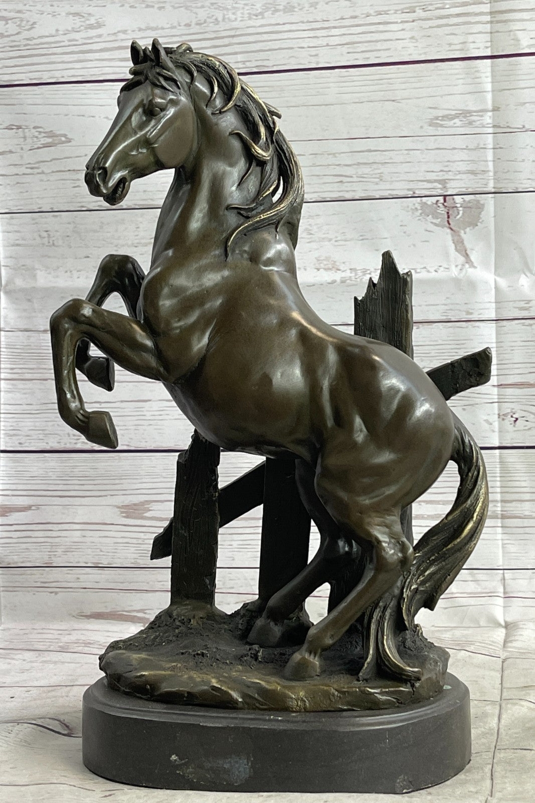 Signed Original Milo French Artist Rearing Wild Stallion Horse Bronze Statue Sale