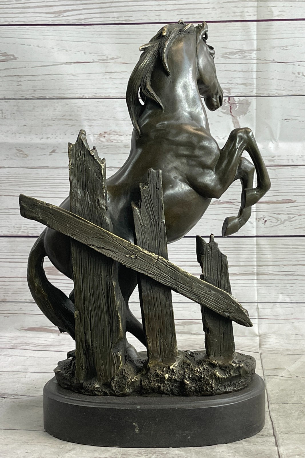 Signed Original Milo French Artist Rearing Wild Stallion Horse Bronze Statue Sale