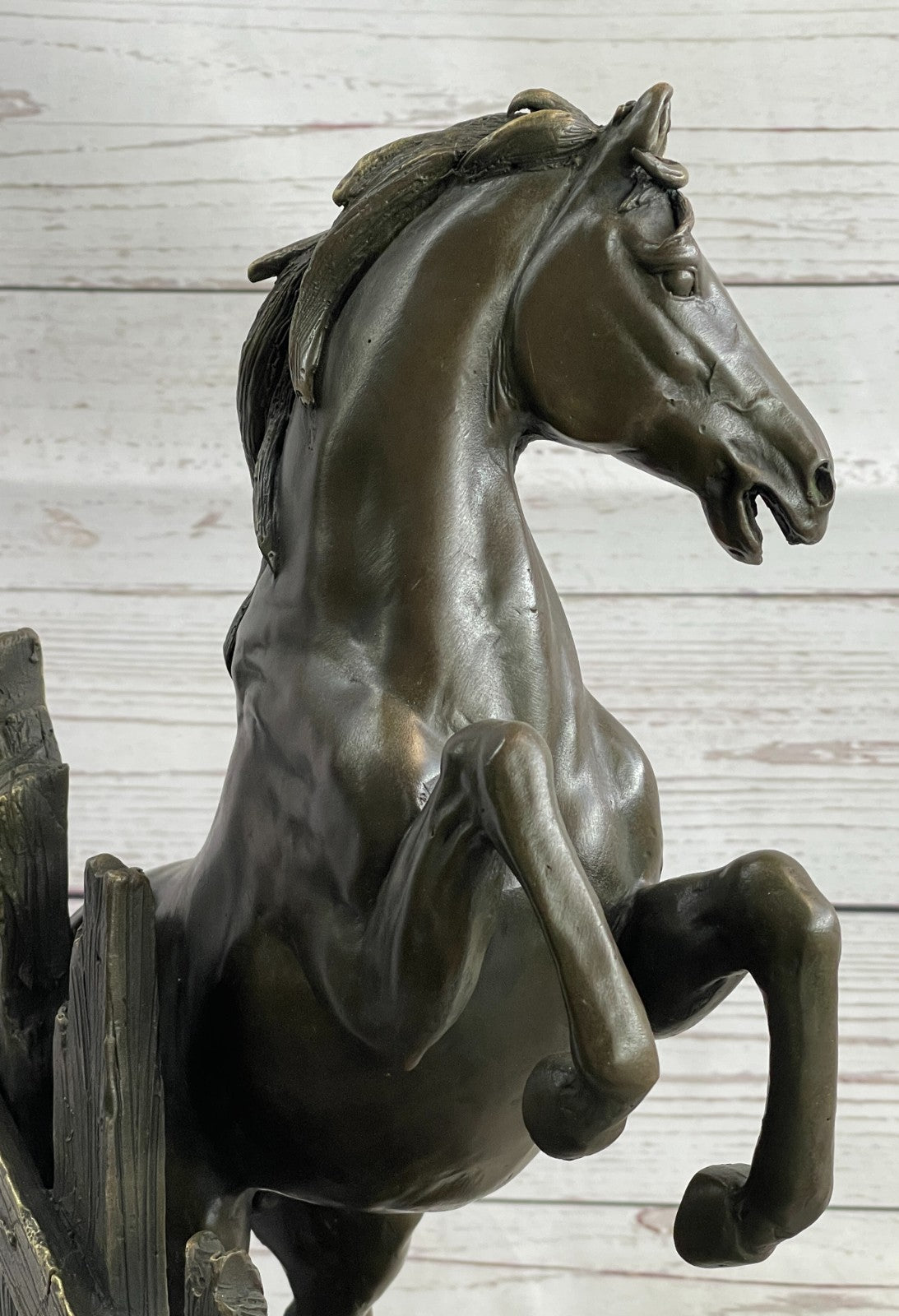 Signed Original Milo French Artist Rearing Wild Stallion Horse Bronze Statue Sale