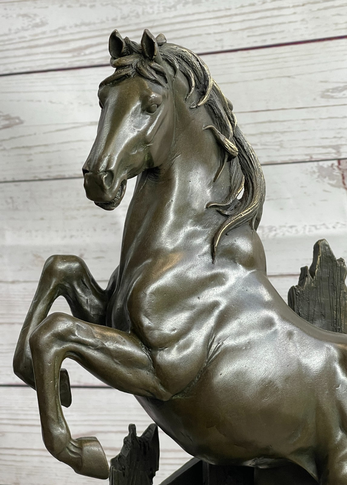 Signed Original Milo French Artist Rearing Wild Stallion Horse Bronze Statue Sale
