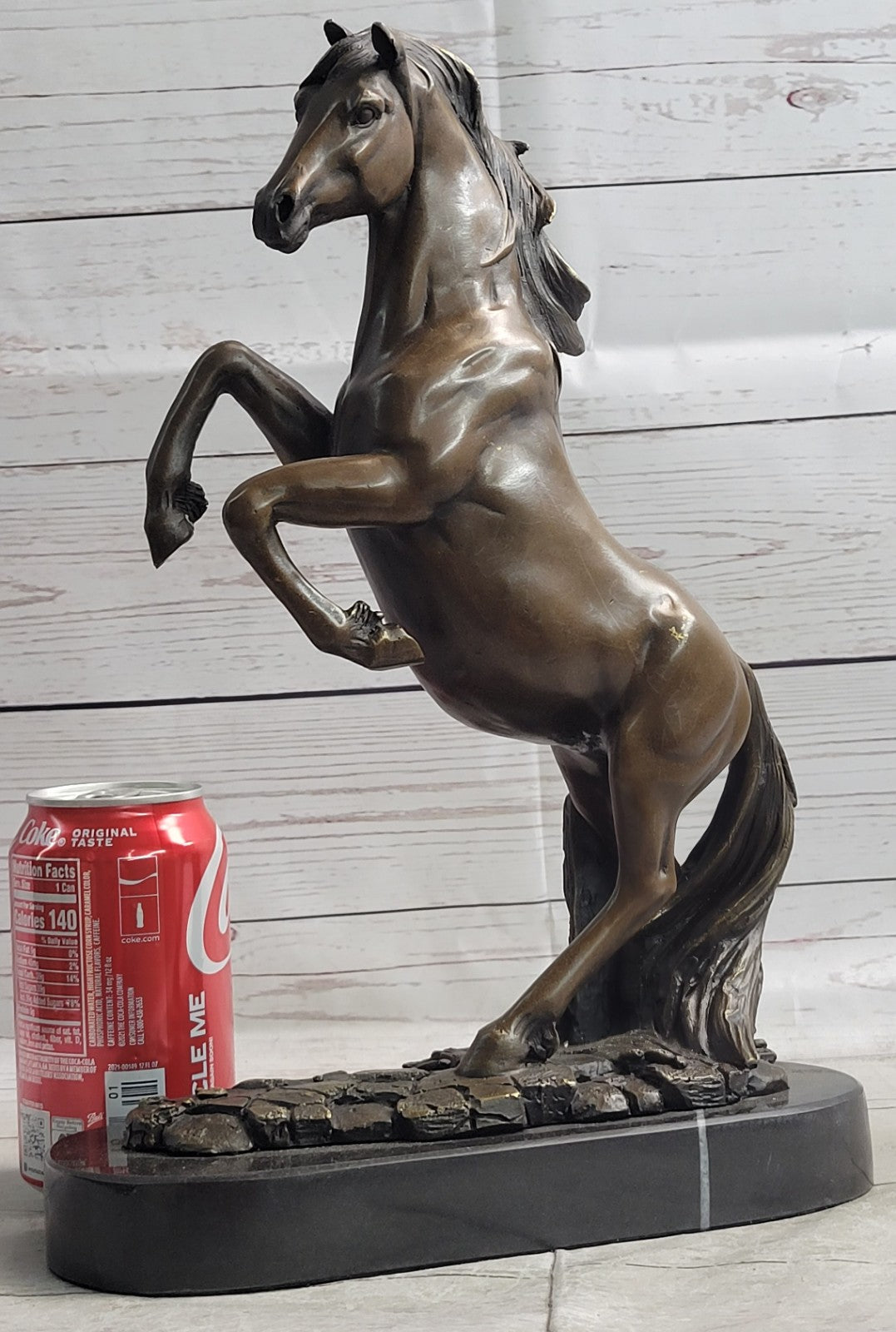 Striking Rearing Horse Bronze Sculpture Figurine Arabian Stallion Decor