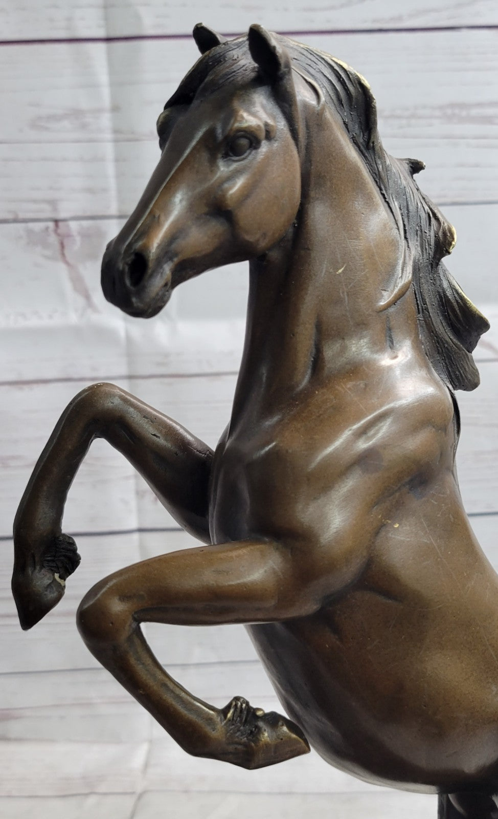 Striking Rearing Horse Bronze Sculpture Figurine Arabian Stallion Decor