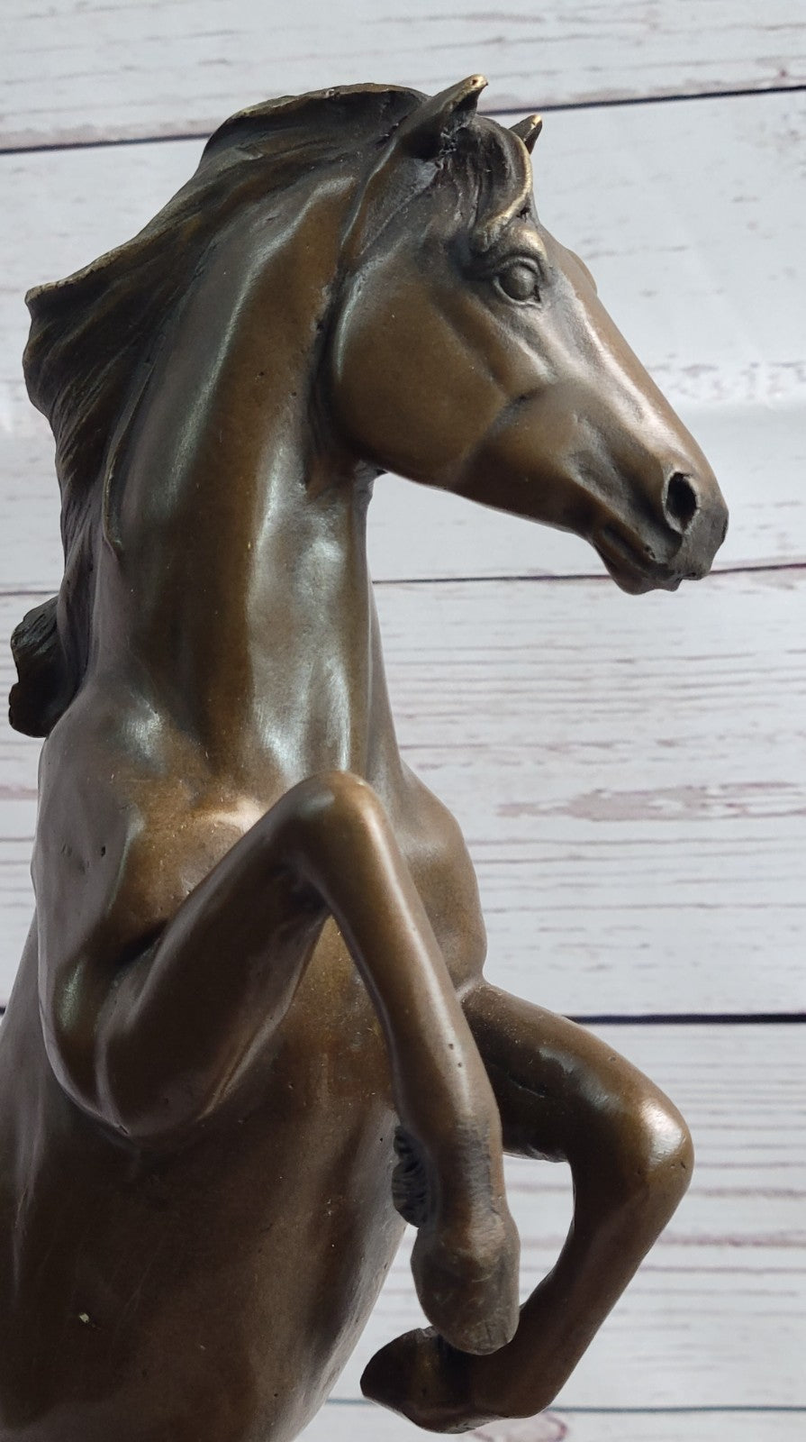 Striking Rearing Horse Bronze Sculpture Figurine Arabian Stallion Decor