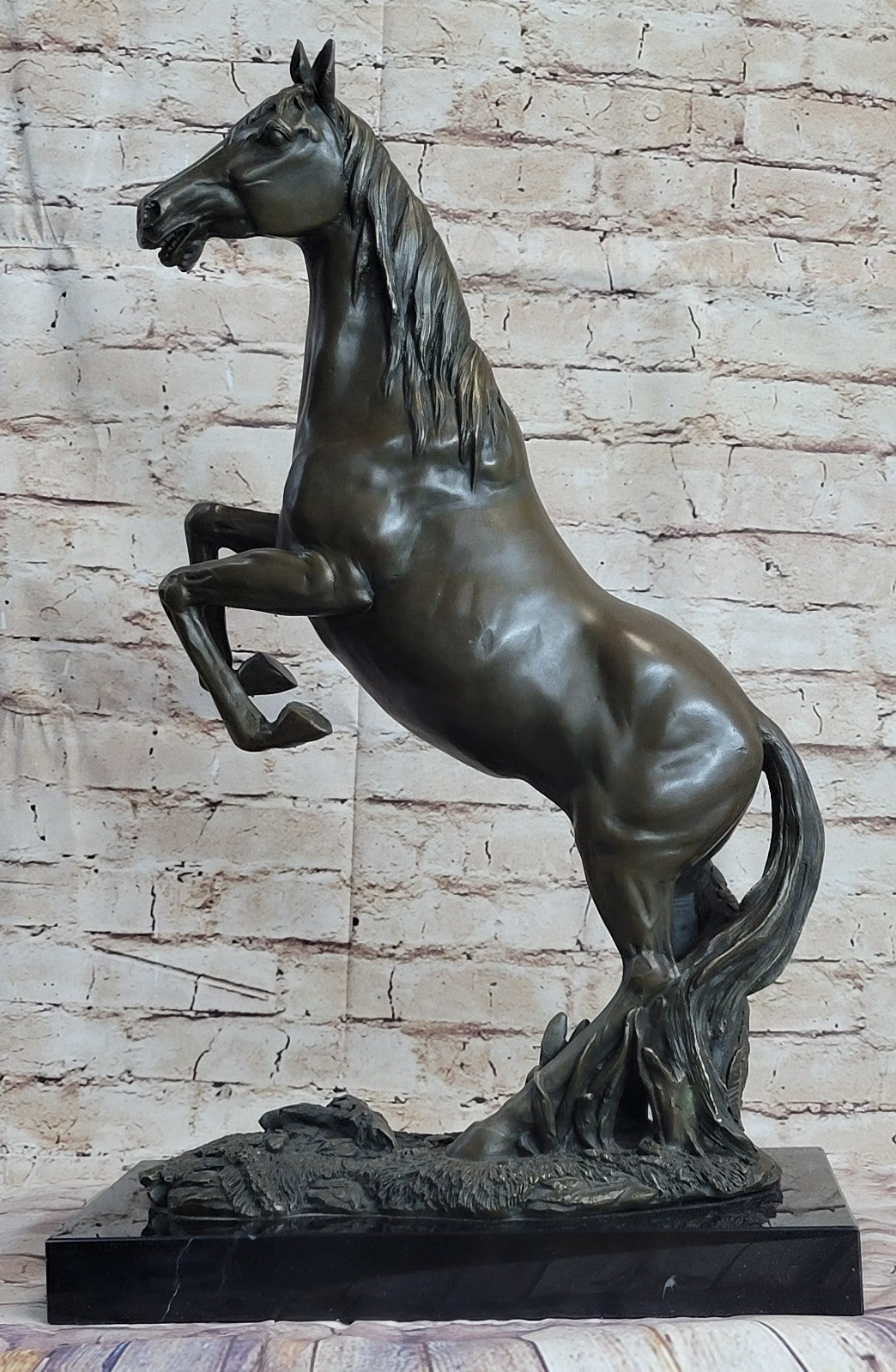 Rearing Horse Man Trainer Equestrian Artwork Bronze Marble Statue Sculpture Gift