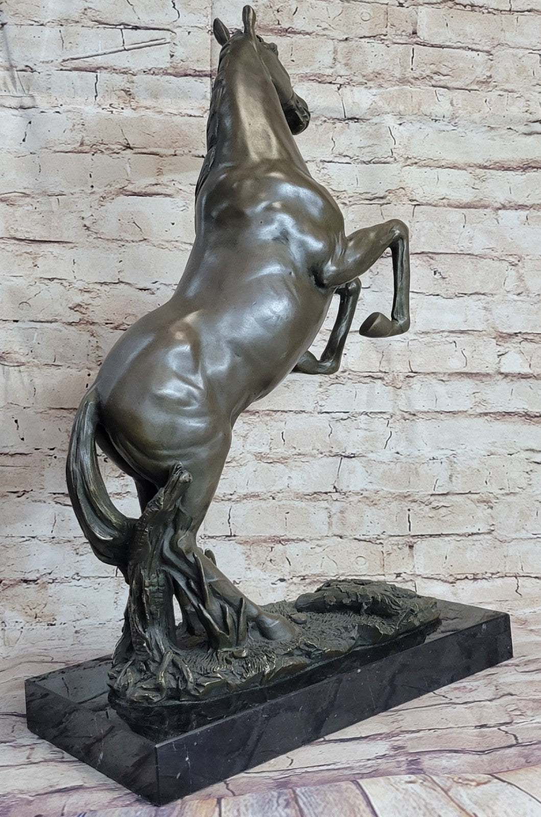 Rearing Horse Man Trainer Equestrian Artwork Bronze Marble Statue Sculpture Gift