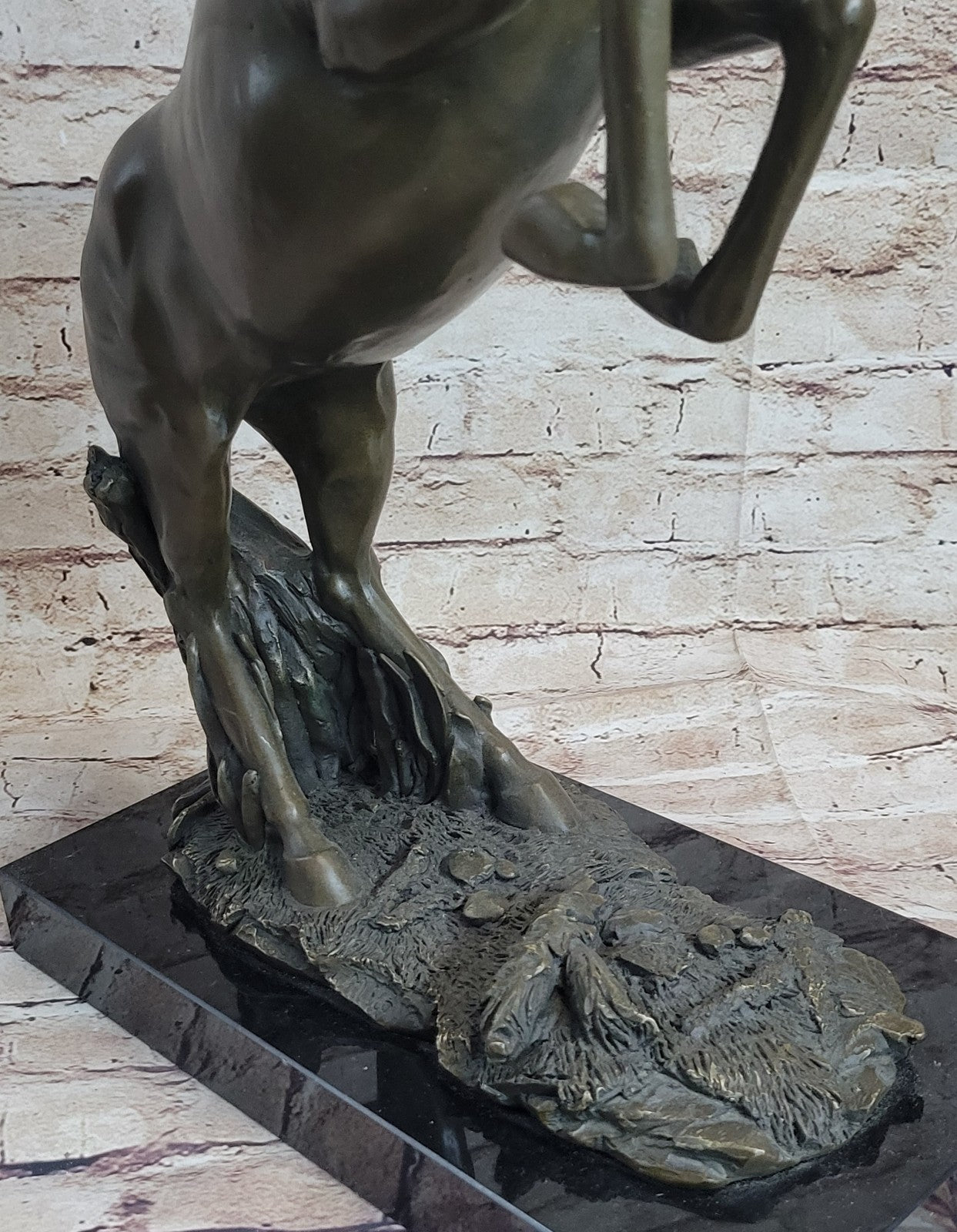 Rearing Horse Man Trainer Equestrian Artwork Bronze Marble Statue Sculpture Gift