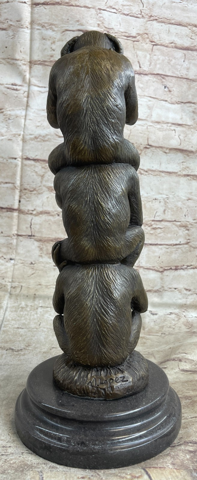 3 WISE MONKEYS hear no evil, speak no evil, see no evil European Bronze Figurine