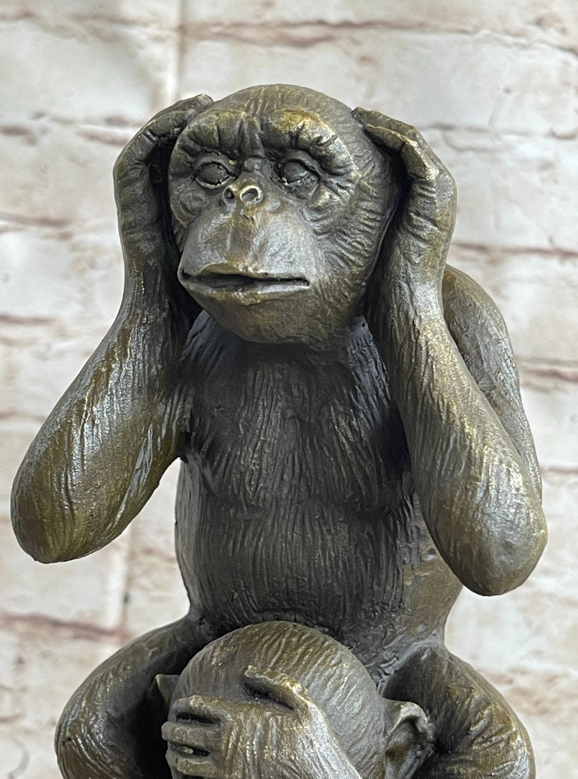 3 WISE MONKEYS hear no evil, speak no evil, see no evil European Bronze Figurine