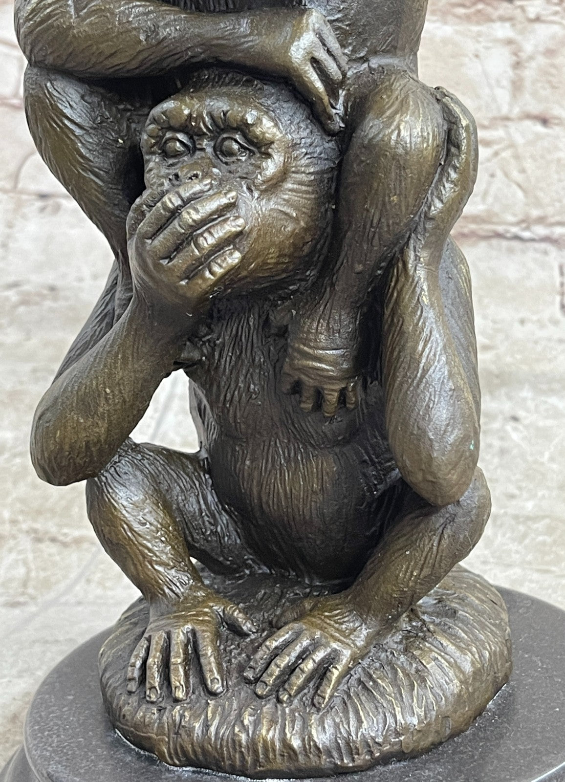 3 WISE MONKEYS hear no evil, speak no evil, see no evil European Bronze Figurine