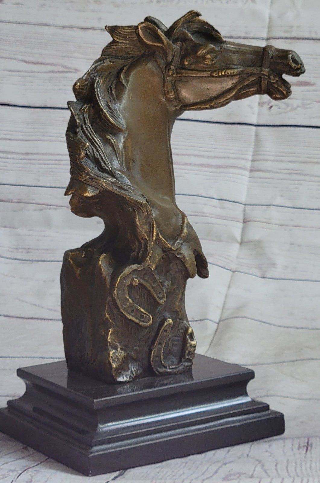 Original Milo Gorgeous Bust Horse Head Bronze Figure Sculpture Art Figurine