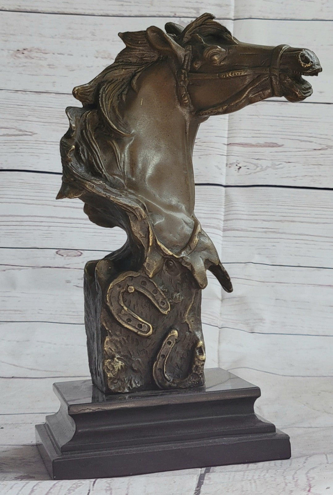 Original Milo Gorgeous Bust Horse Head Bronze Figure Sculpture Art Figurine