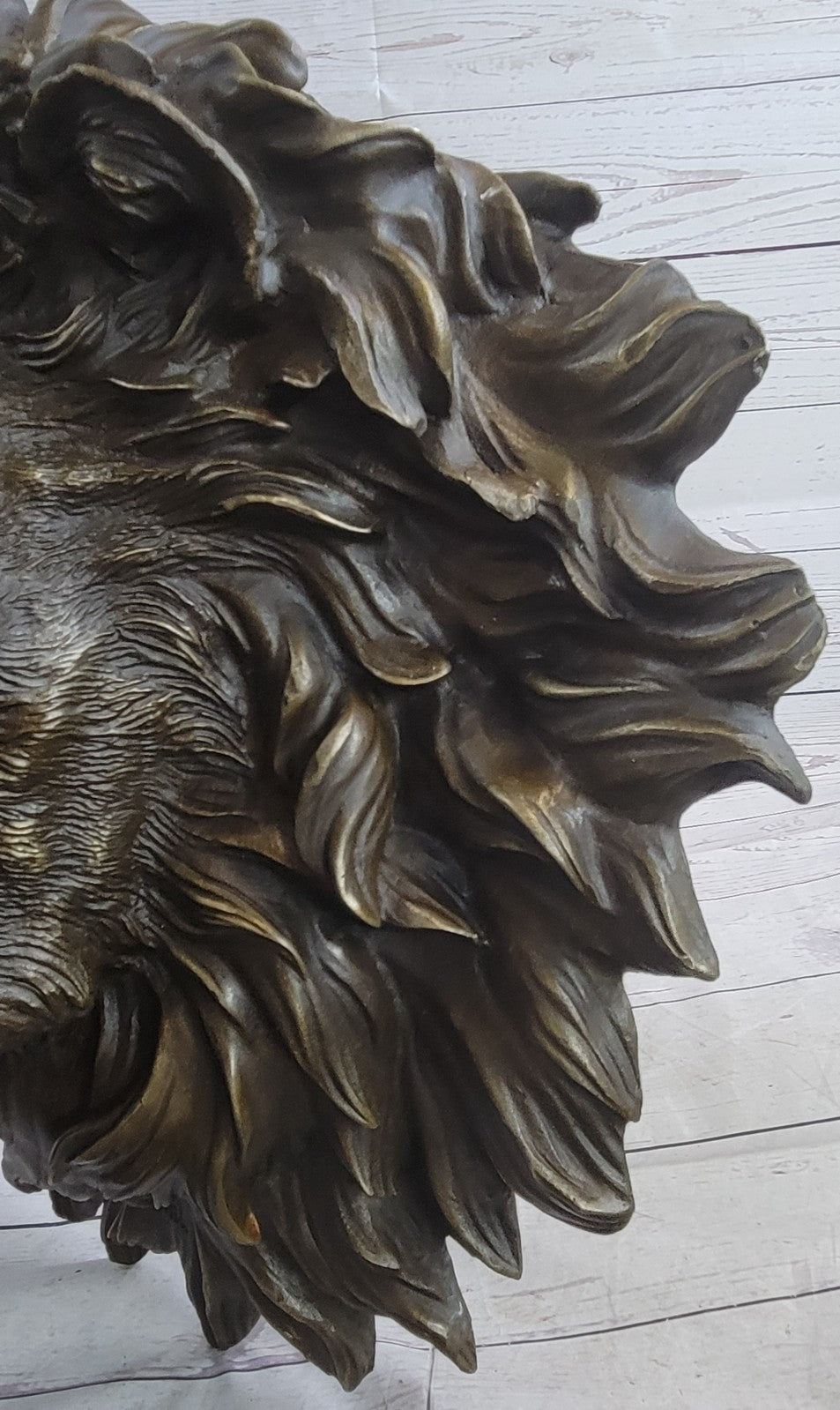 The huge Lion head flat bronze sculpture statue The art hanging wall H"18.1