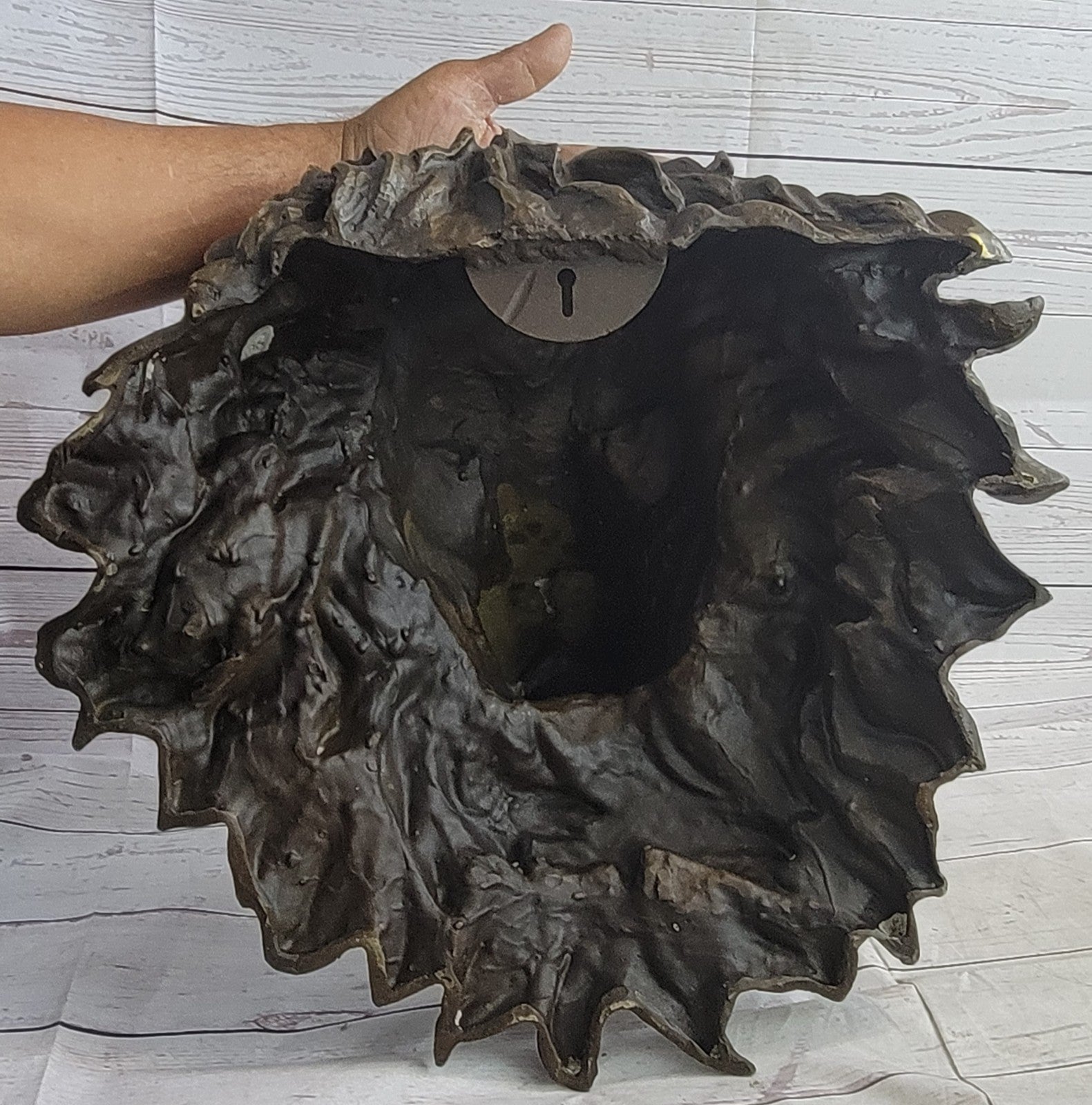 The huge Lion head flat bronze sculpture statue The art hanging wall H"18.1