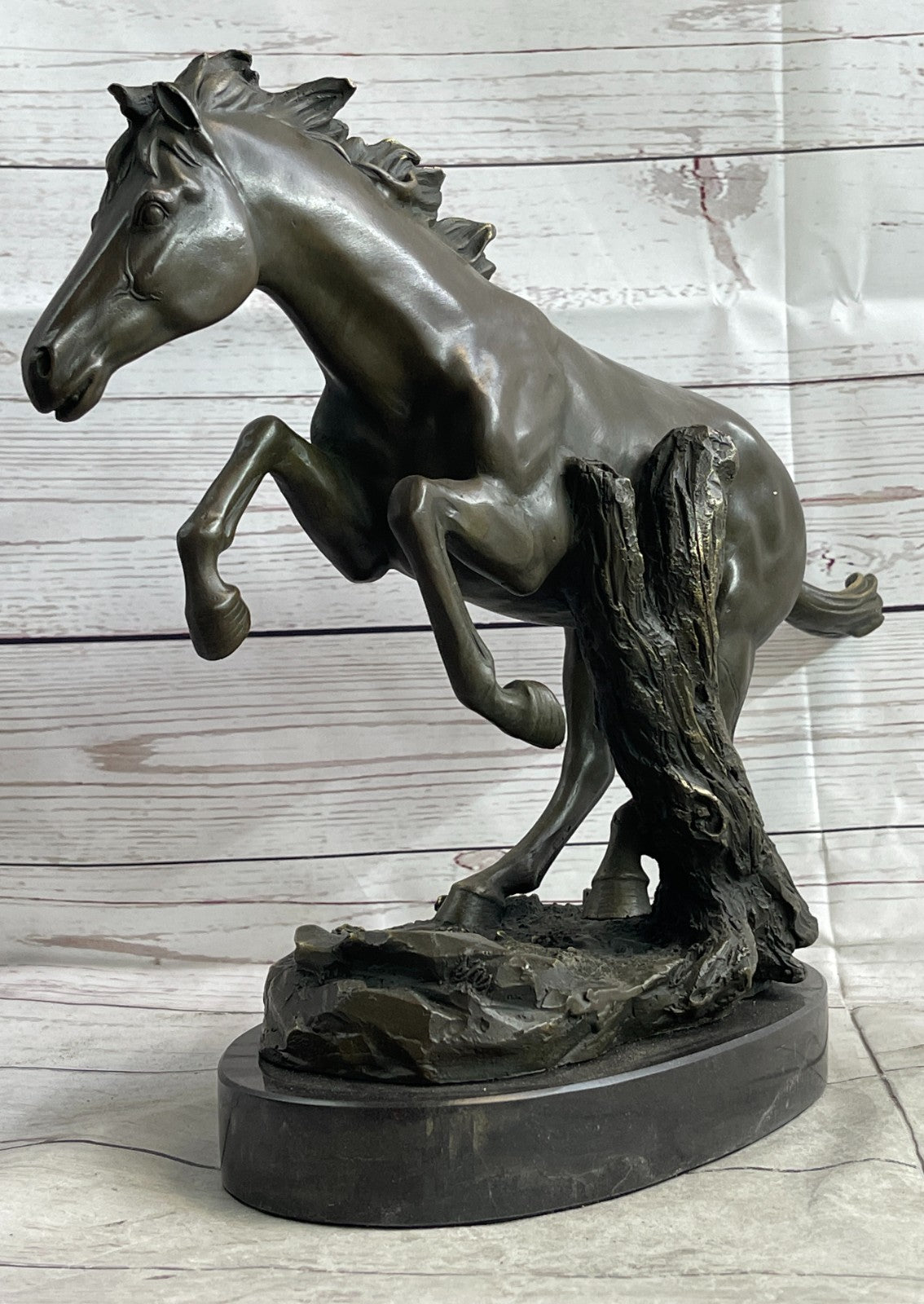 Natural Free Arabian Horse Barn Racing Race Sculpture Marble Base Figurine Statue