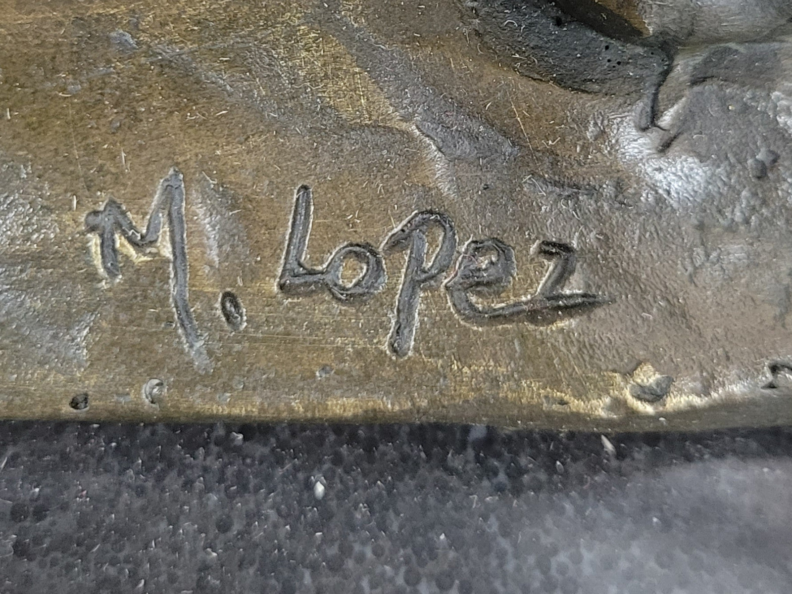 African Lion King on Prowl: Bronze Sculpture Signed M. Lopez Art Deco Wildlife Collectible
