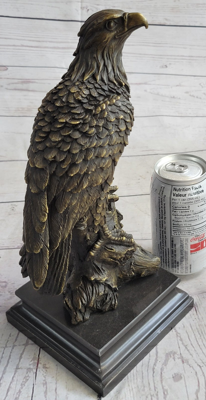 Art Deco Sculpture Sitting Eagle Falcon Hawk Bronze Statue Figurine Figure Gift