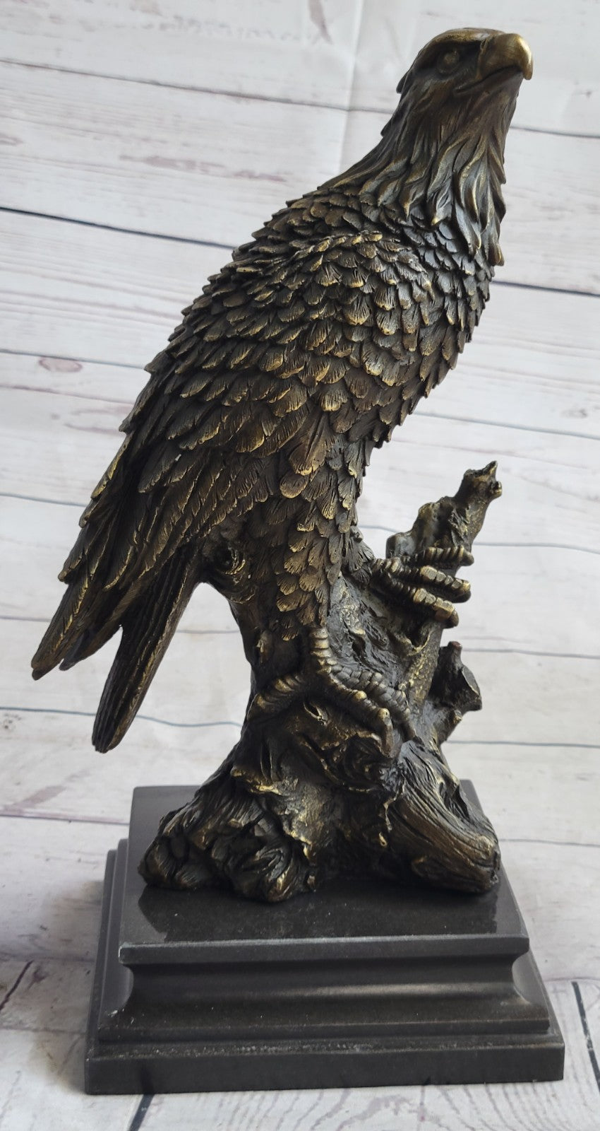 Art Deco Sculpture Sitting Eagle Falcon Hawk Bronze Statue Figurine Figure Gift