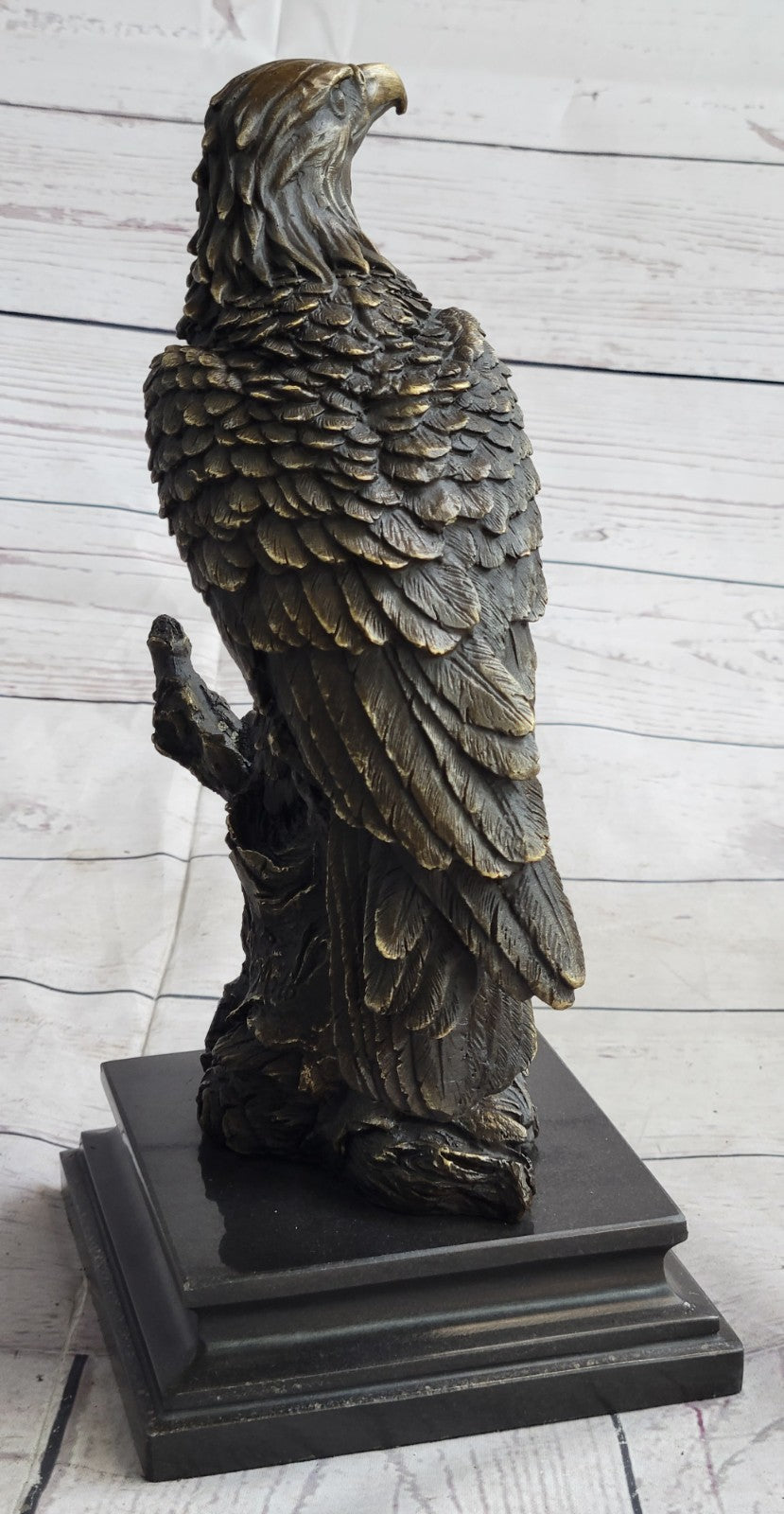 Art Deco Sculpture Sitting Eagle Falcon Hawk Bronze Statue Figurine Figure Gift