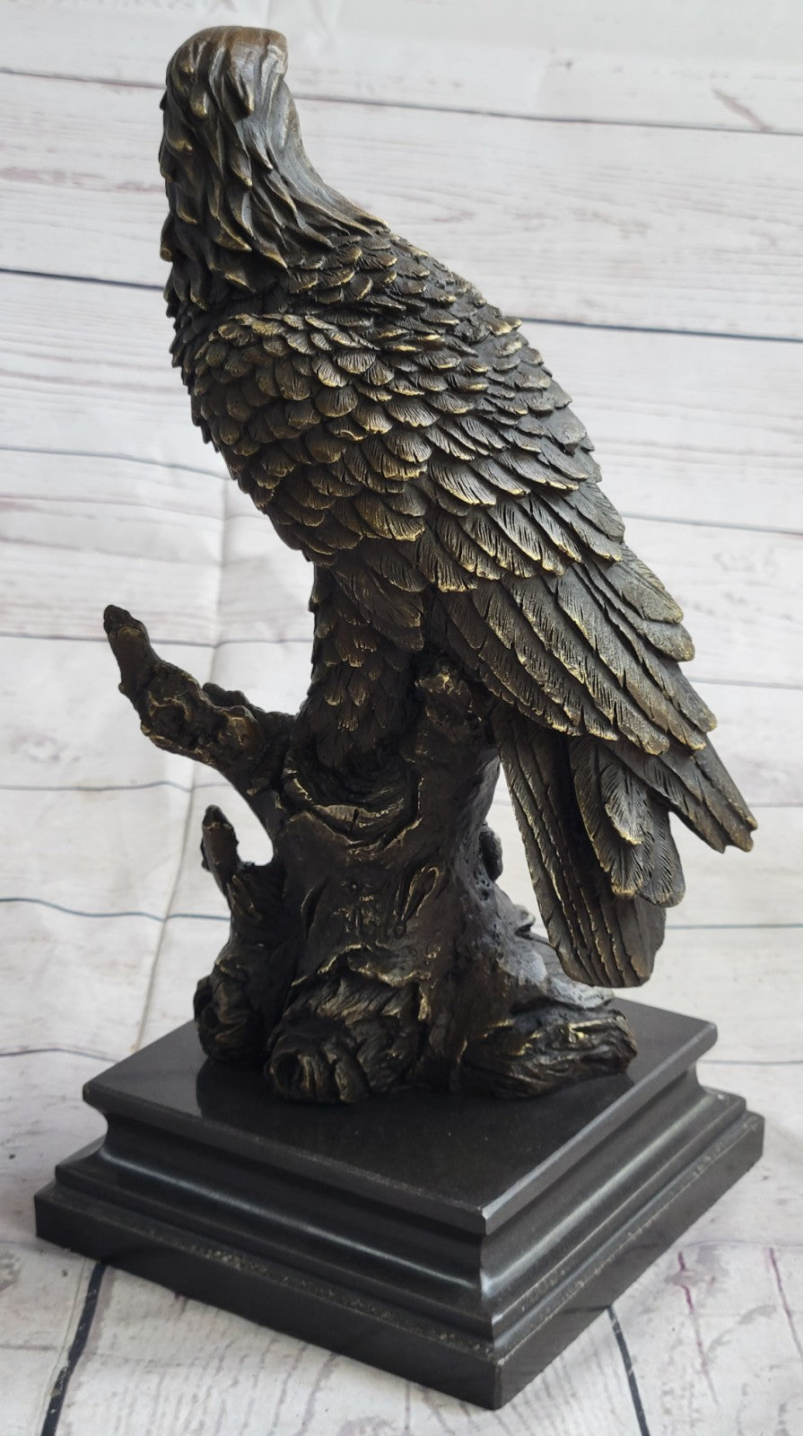 Art Deco Sculpture Sitting Eagle Falcon Hawk Bronze Statue Figurine Figure Gift