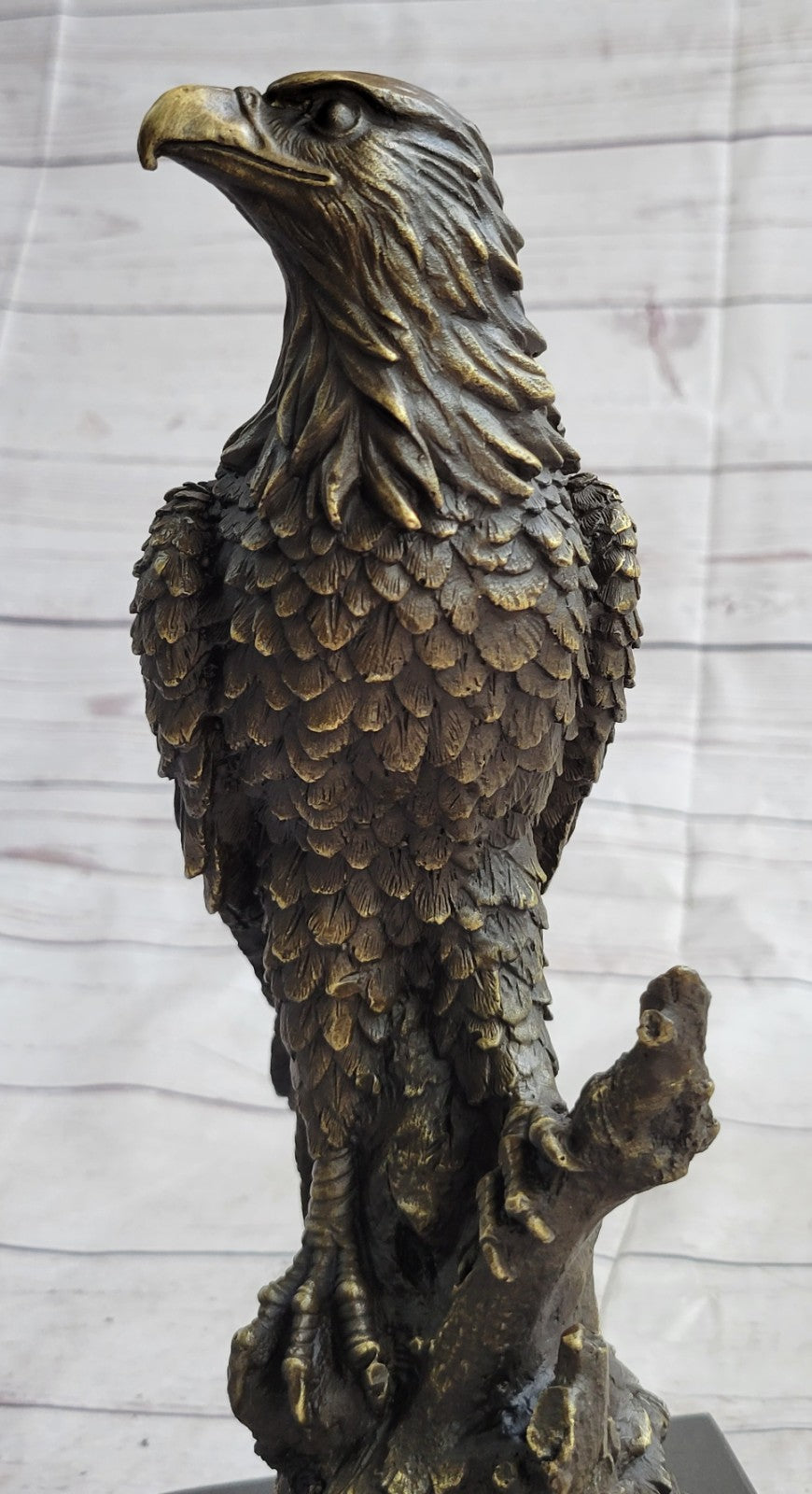 Art Deco Sculpture Sitting Eagle Falcon Hawk Bronze Statue Figurine Figure Gift