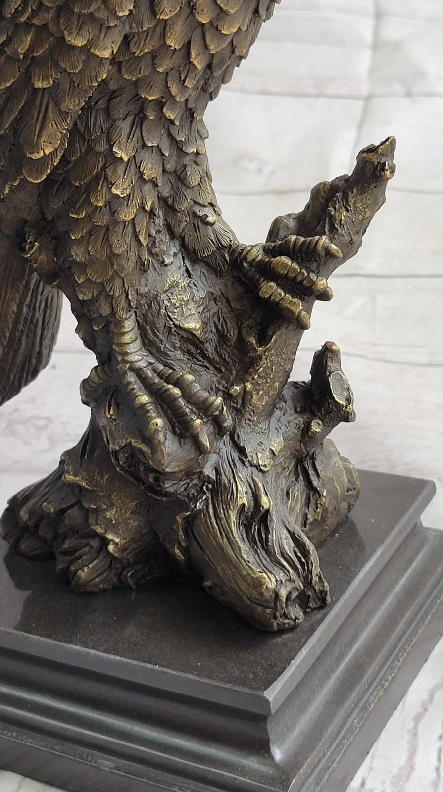 Art Deco Sculpture Sitting Eagle Falcon Hawk Bronze Statue Figurine Figure Gift