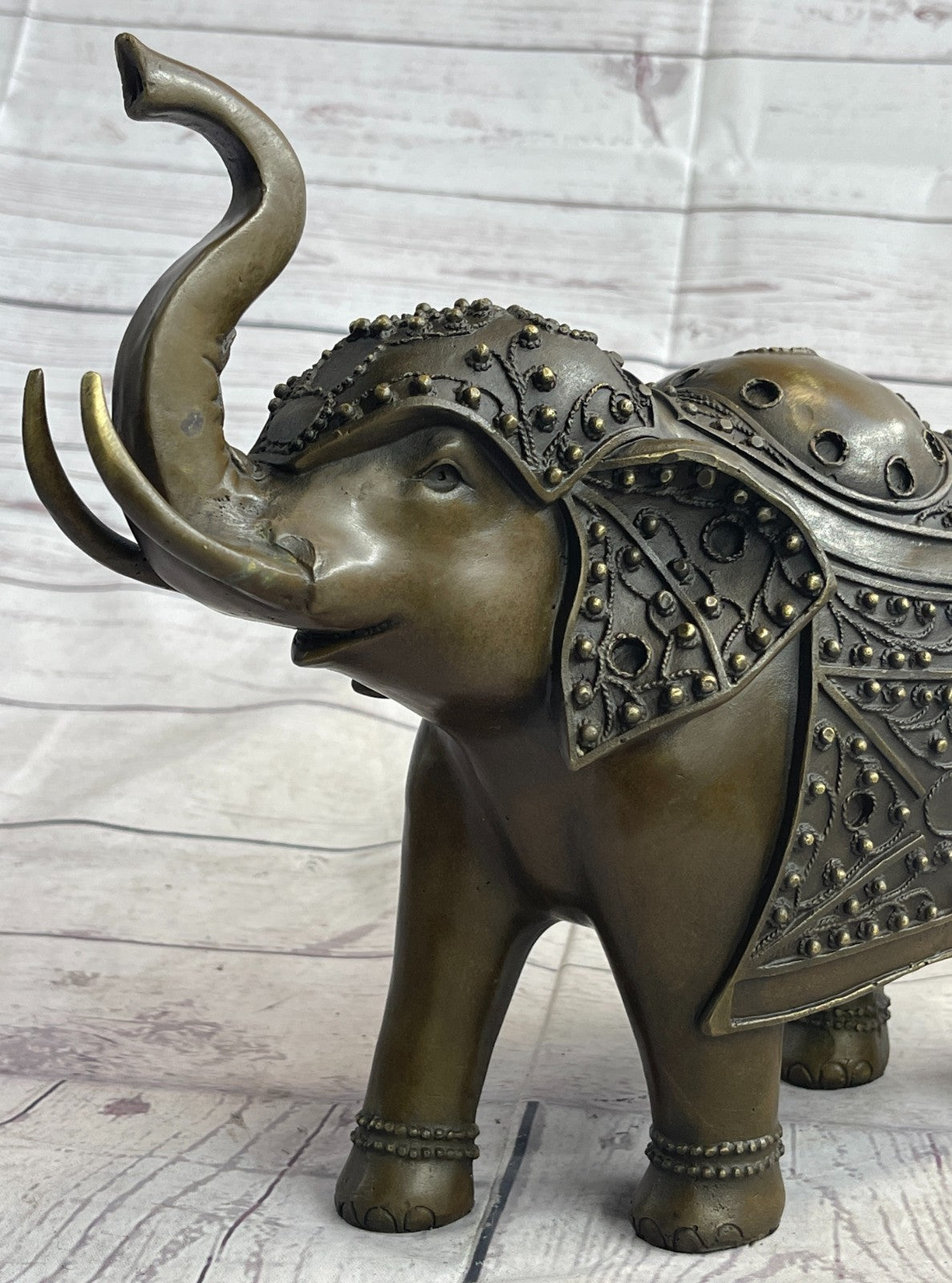 Bronze Sculpture Hand Made Statue Animal Wildlife African Elephants Elephant