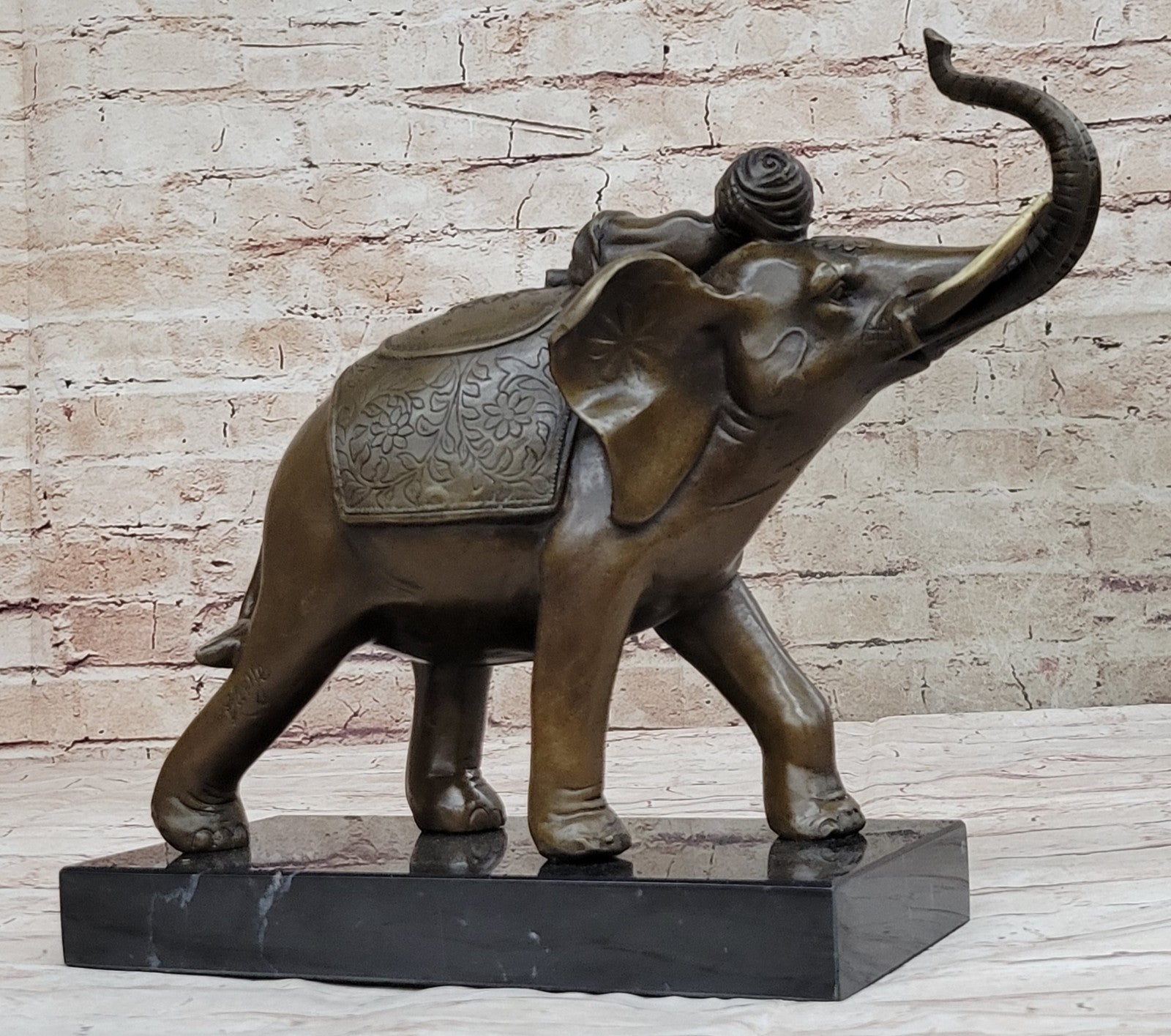 Genuine Bronze Statue: Barye Indian Boy Sleeping on Elephant Fine Art Sculpture Figure