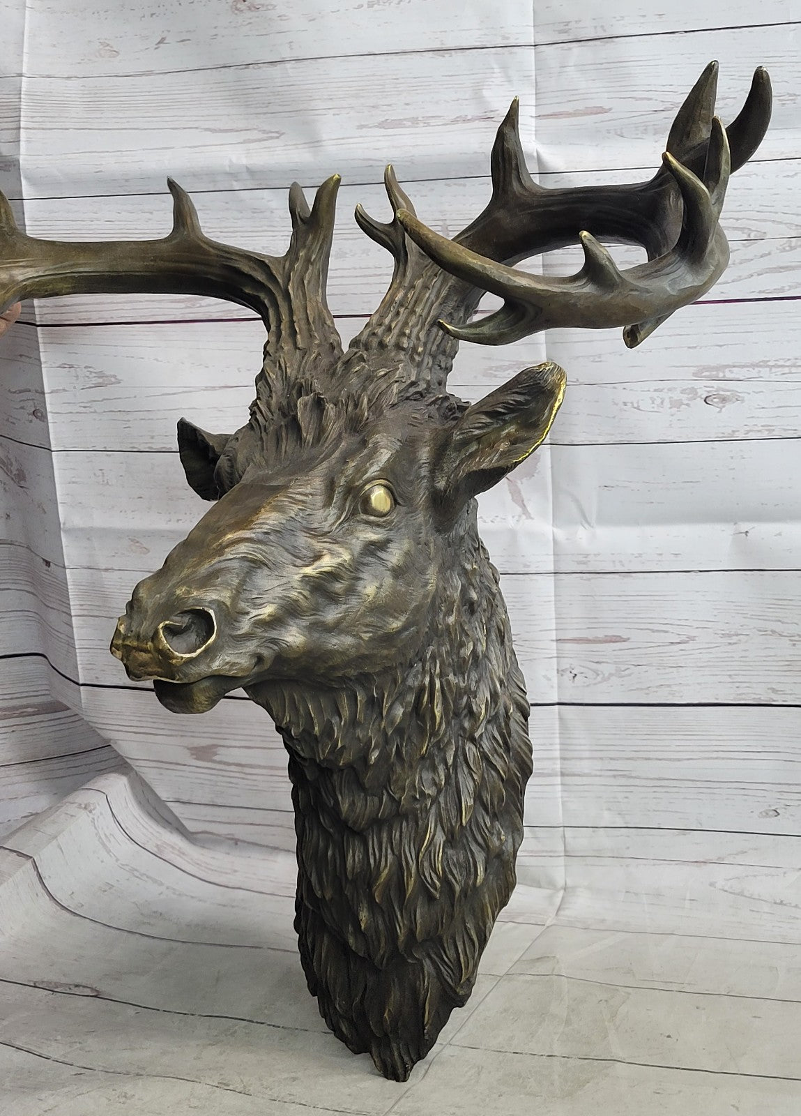SUPERB Vintage Victorian Gilt Bronze  Wall Mount with Bronze Stag 23" Lost Wax