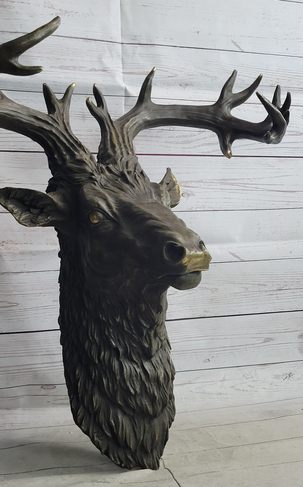 SUPERB Vintage Victorian Gilt Bronze  Wall Mount with Bronze Stag 23" Lost Wax