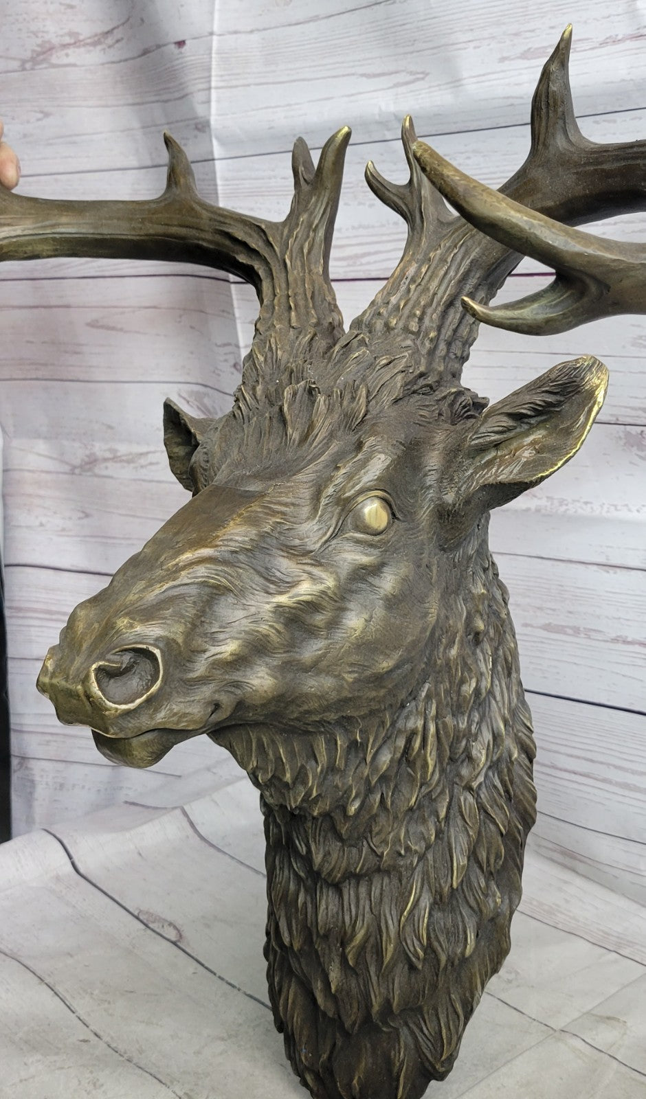SUPERB Vintage Victorian Gilt Bronze  Wall Mount with Bronze Stag 23" Lost Wax
