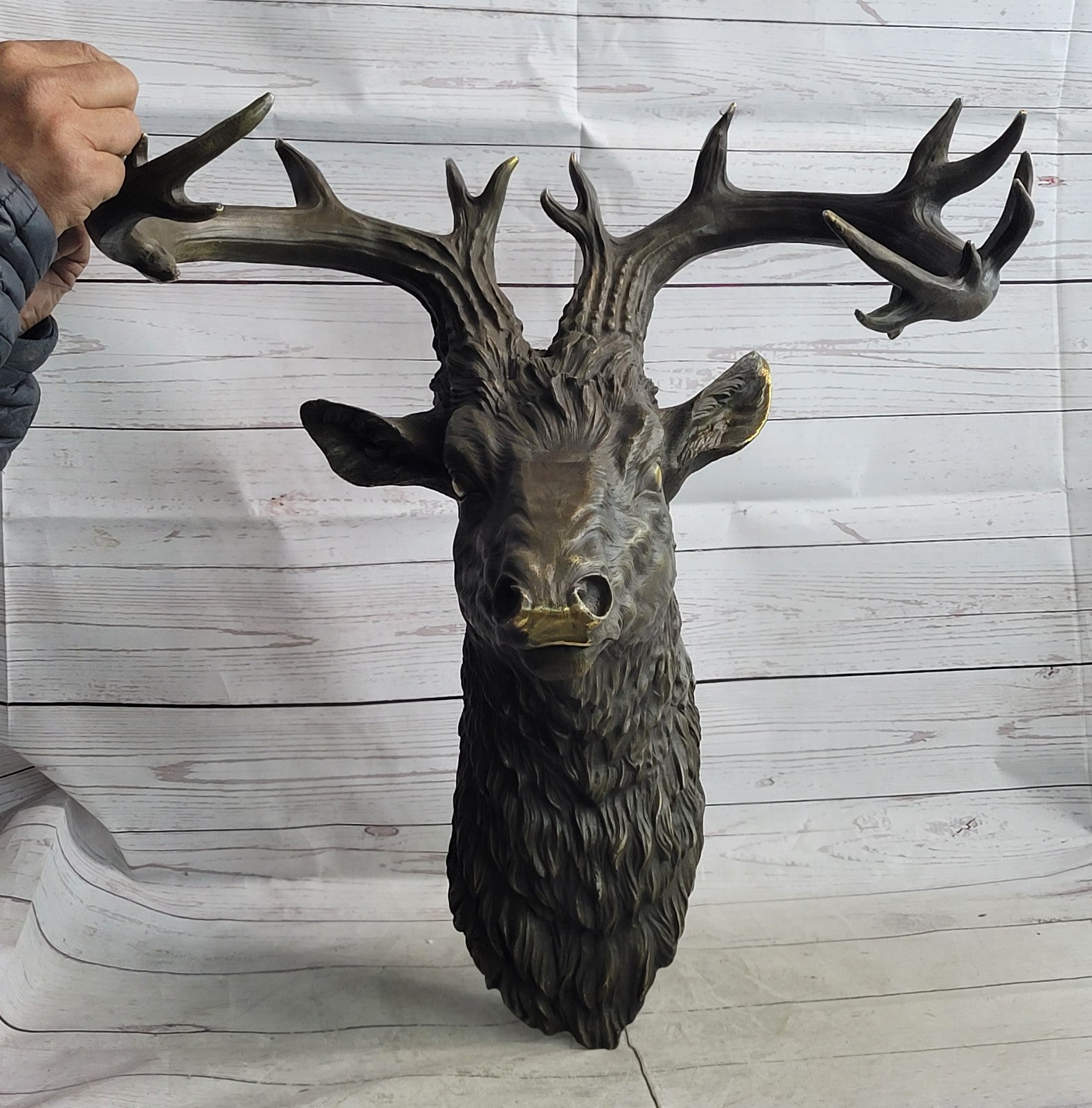 SUPERB Vintage Victorian Gilt Bronze  Wall Mount with Bronze Stag 23" Lost Wax