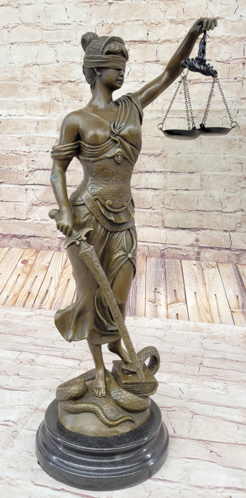 Nude Bronze Sculpture Blind Justice Justica Lawyer Judge Hot Cast Marble Figurine