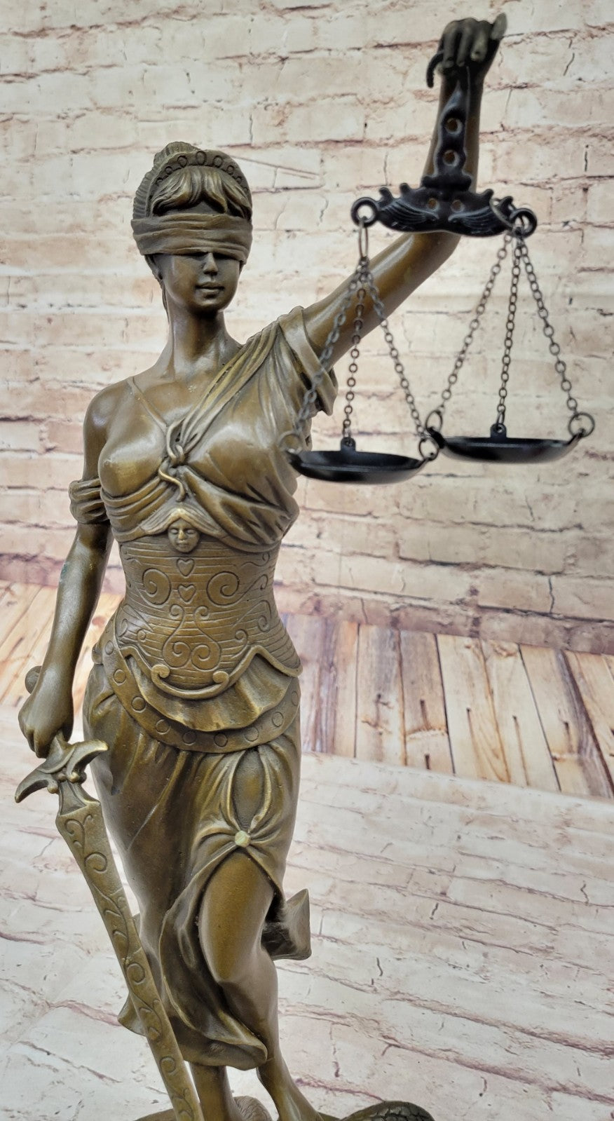 Nude Bronze Sculpture Blind Justice Justica Lawyer Judge Hot Cast Marble Figurine