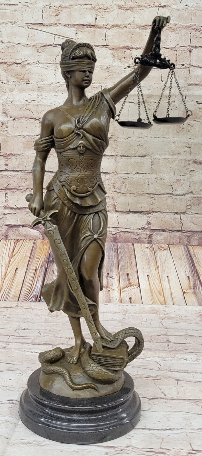 Nude Bronze Sculpture Blind Justice Justica Lawyer Judge Hot Cast Marble Figurine