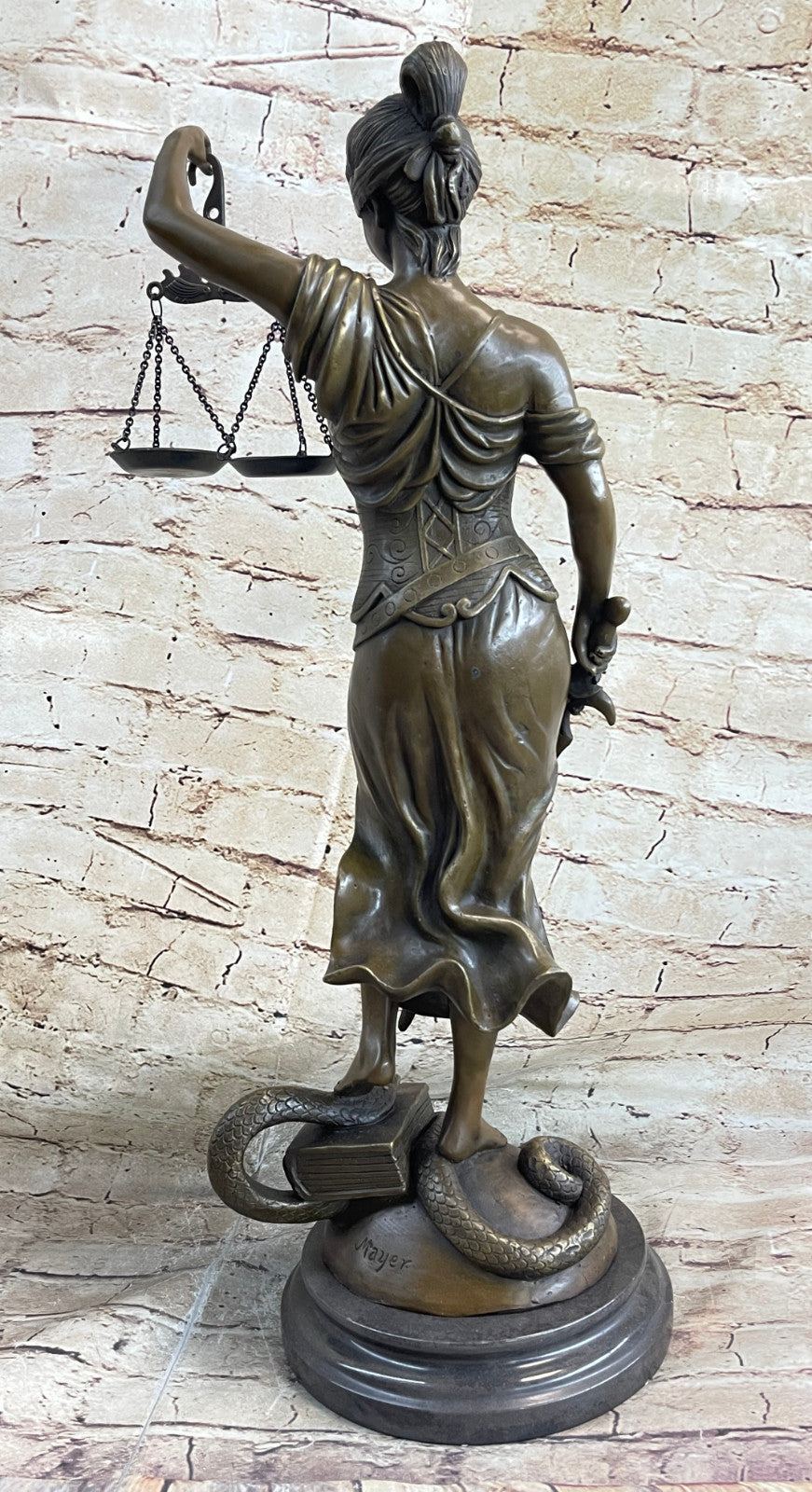 Bronze Sculpture Large Blind Justice Lady Law Decoration Scale Sword Handmade