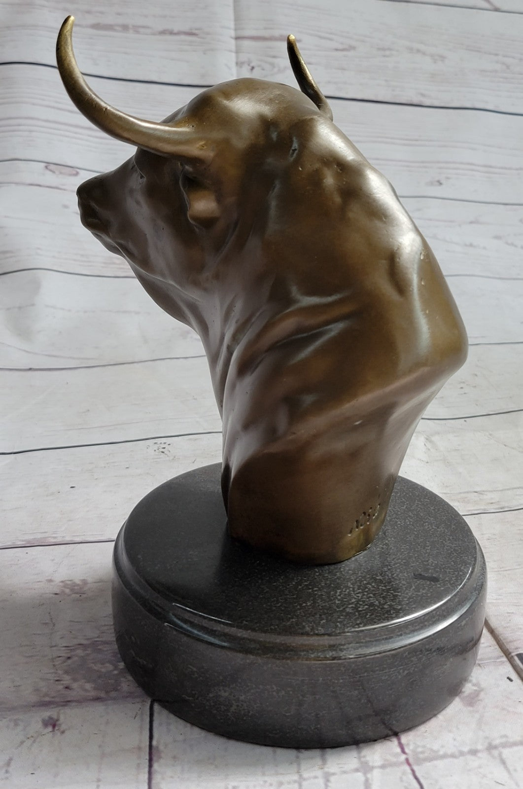 Stock Market Bull Bust - Wall Street Real Bronze Statue Figurine 8.5"H Lost Wax
