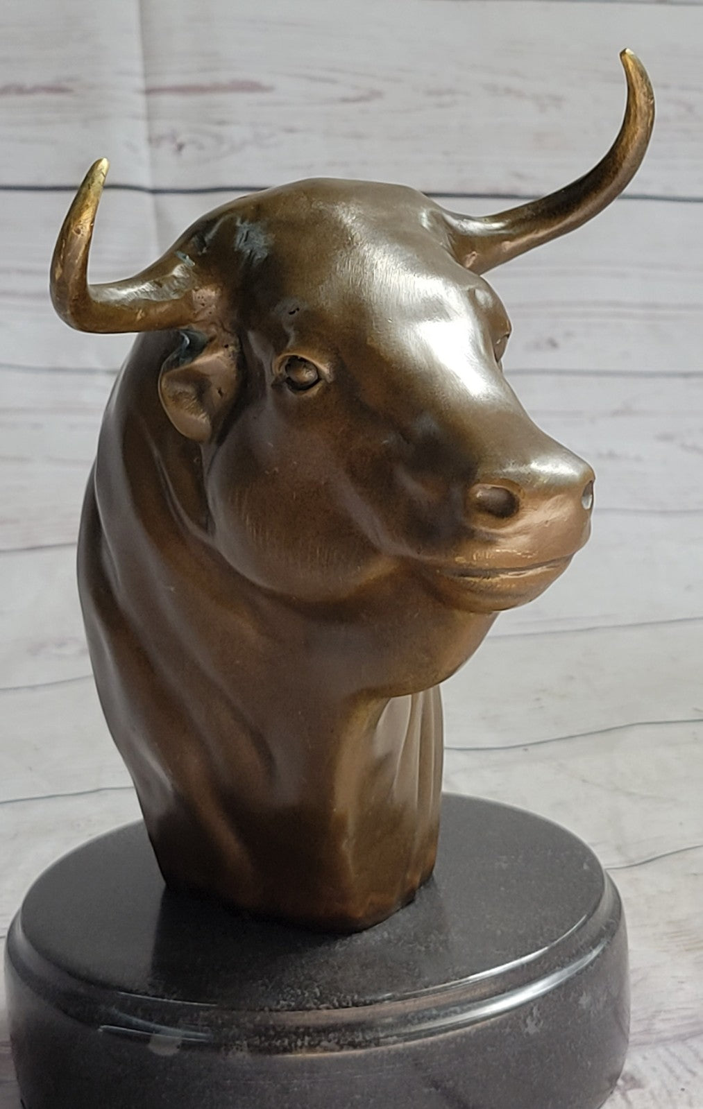 Stock Market Bull Bust - Wall Street Real Bronze Statue Figurine 8.5"H Lost Wax