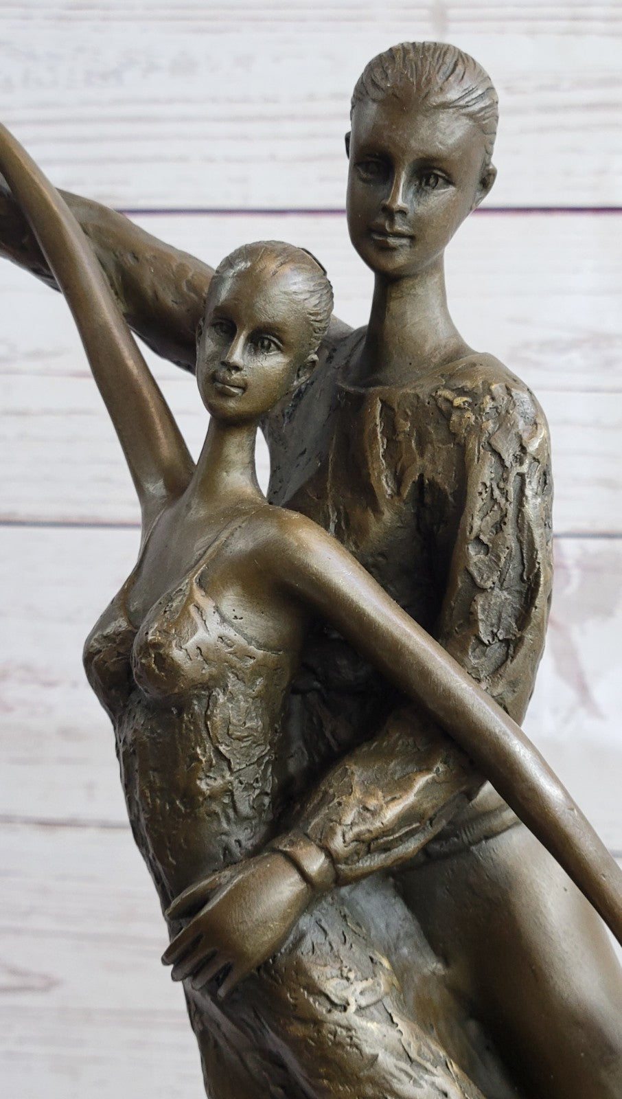 Bronze Sculpture Statue Home Office Unique Two Semi Nude Couple Ballerina Dancer